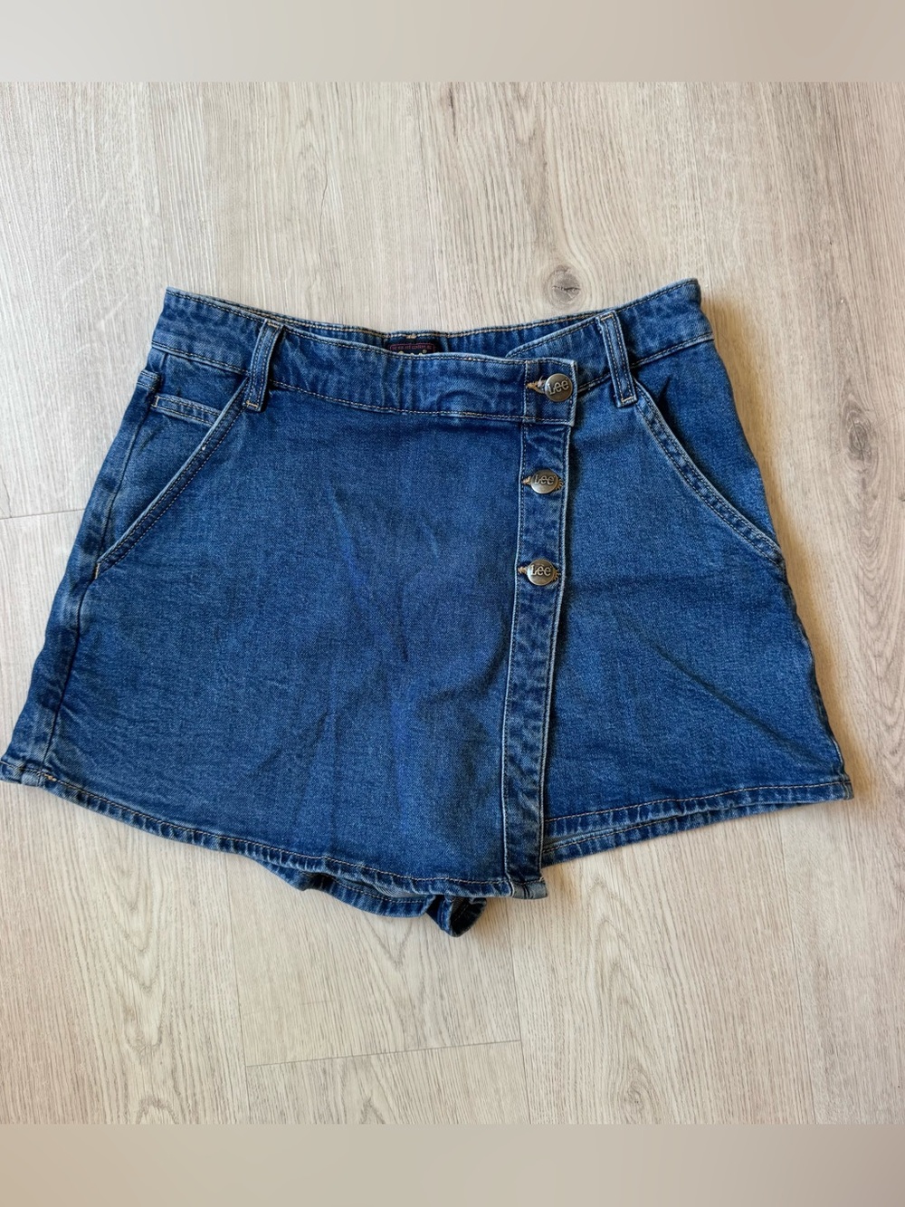 Lee Women's Denim Skort Blue Button Front Mini